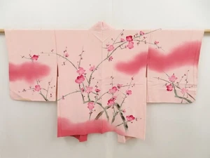 5507T05z550 Vintage Japanese Kimono Silk HAORI Plum blossom Pink - Picture 1 of 8