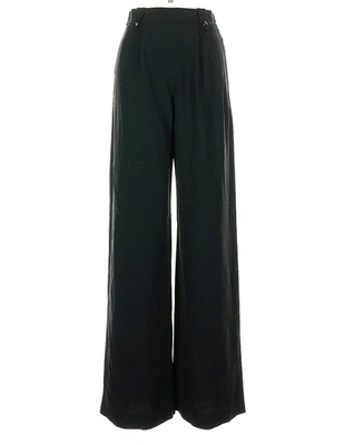 Pantalones Sezane Loulou in Noir negros plisados satinados espalda crepé pierna ancha 34/2 nuevos con etiquetas Foto 1 de 4