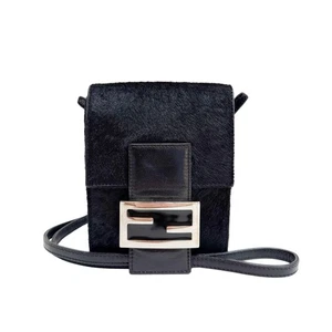 FENDI Mini Black Pony Hair Crossbody Bag - Picture 1 of 11