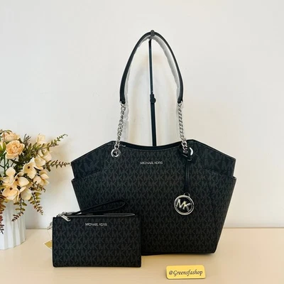 Michael Kors Purse & wallet jet set travel large chain tote shoulder bag black - Image 1 of 4