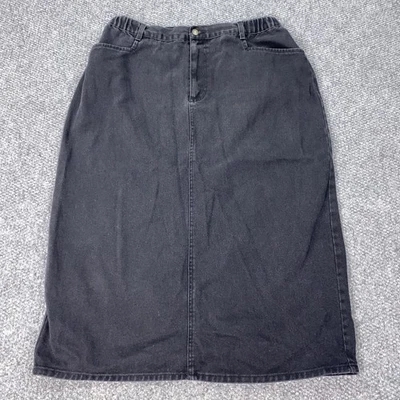 Falda Denim & Co Vintage Mujer 20 Negra Denim Jean Larga Modesta Hecha EE. UU. 90s Foto 1 de 4