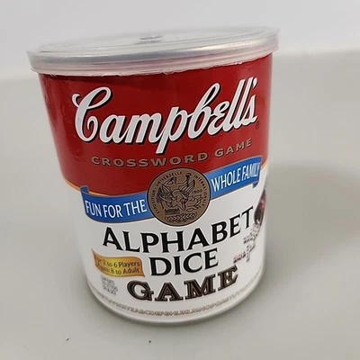 Campbells Alphabet Dice Game Crossword Words NEW Sealed in Soup Can  - Image 1 of 4