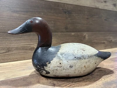 Antiguo señuelo de pato de madera vintage **MASON** Drake con respaldo de lona --- CHESAPEAKE BAY Foto 1 de 4