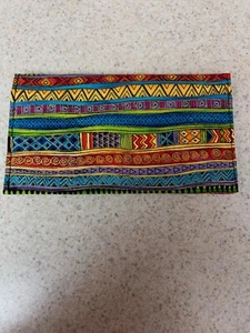 Soft Cotton Fabric Checkbook - Handmade - Colorful Aztec Stripe Design - Bright - Picture 1 of 2