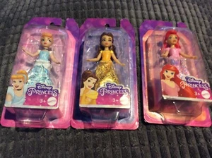 BNWT New 3 x Mattel Disney Princess Belle Ariel Cinderella 4” Dolls Collectable - Picture 1 of 8