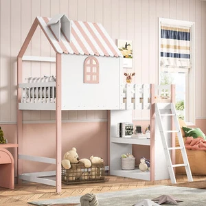 Kinderbett Etagenbett 90x200 cm mit Stauraum,Hochbett mit Treppe,Jugendbett,Weiß - Bild 1 von 11