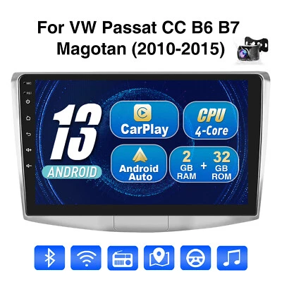 10" Android 13 Carplay Autoradio 32G Für VW Passat B7 CC 10-2015 GPS Nav Cam - Bild 1 von 4