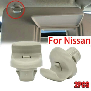 2pcs Sun Visor Clips Sunvisor Left Right For Nissan Versa Note Sentra Juke GRAY - Picture 1 of 10