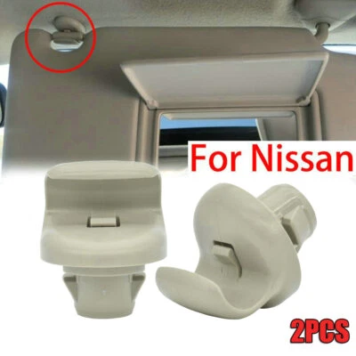 2pcs Sun Visor Clips Sunvisor Left Right For Nissan Versa Note Sentra Juke GRAY - Image 1 of 4