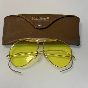 Gafas de sol de colección Bushnell B&L Bausch & Lomb amarillas aviador tiro marco dorado - Imagen 1 de 13