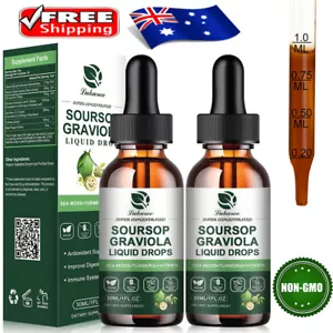 2PCS Soursop Graviola Liquid Drops +Sea Moss Vitamin Immune System Heart Support - Picture 1 of 10