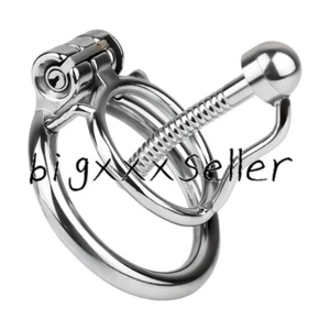 Chastity Belt Stainlesss Steel Chastity Device Cage Prince Albert Wand Piercing - Picture 1 of 34