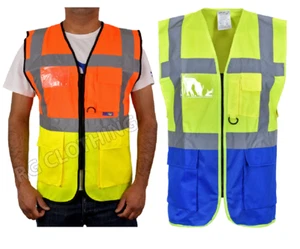 HiVis Work/Safety/Recovery Executive 2 Tone Zip Vest Pocket waistcoat Size S-4XL - Picture 1 of 2