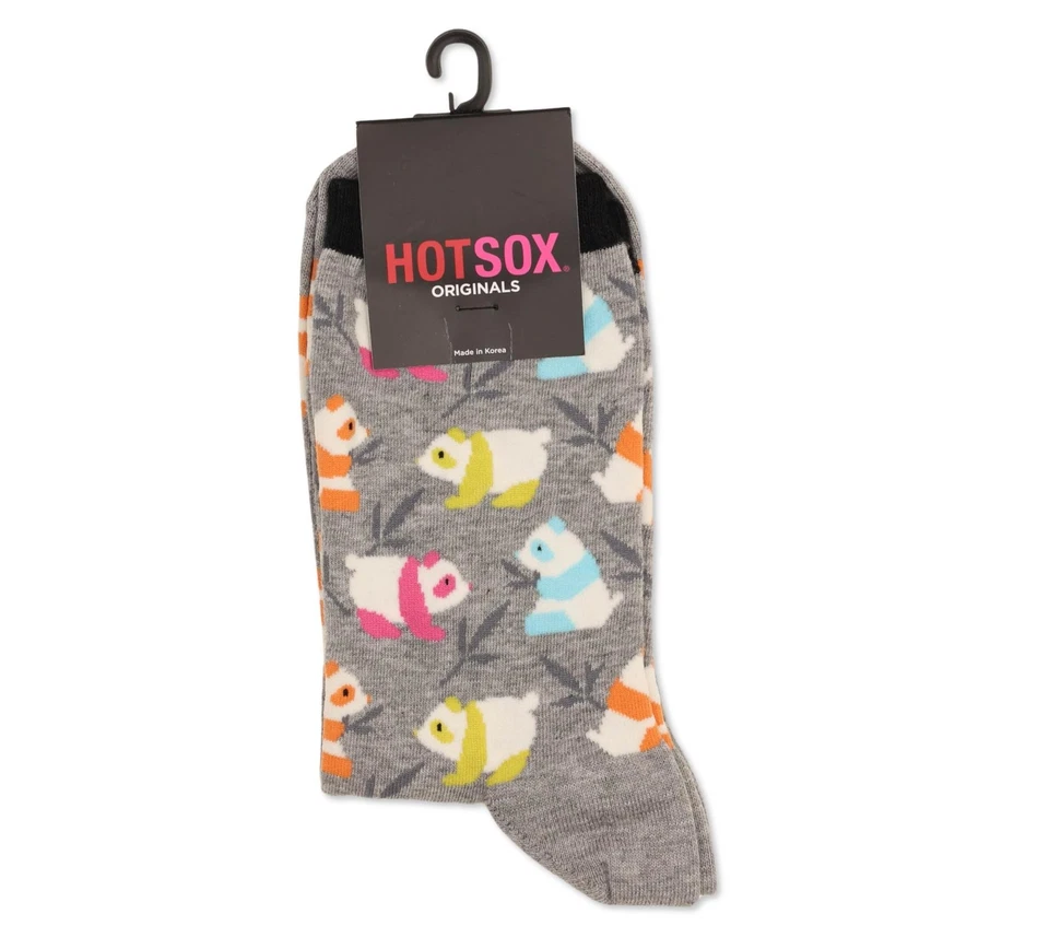 Hot Sox ESF16110 原装熊猫派对袜,灰色/多色,鞋码 4-10.5 — 第 1/3 张图片
