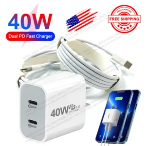 40W USB C Fast Charger PD USB C To Type C Cable Power Adapter For iPad iPhone 15 - Picture 1 of 19
