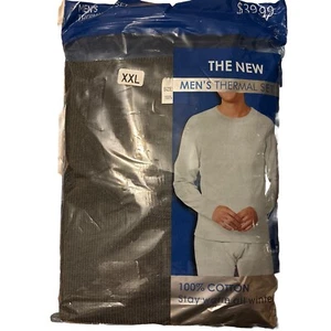 The New Men’s Thermal Set 100% Cotton Underwear Top & Bottom Set Black XXXL - Picture 1 of 4