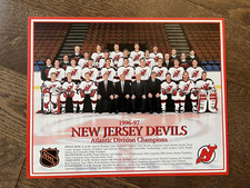 New Jersey Devils 1996-97 Team Issued Card Stock Hockey Photo Martin Brodeur