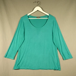 Jaeger Blouse Top Womens Large Green Scoop Neck Viscose Blend Casual Preloved - Picture 1 of 14