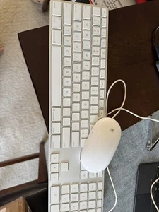 Apple White Aluminum USB Wired Keyboard Mighty Mouse A1152 A1243 Used NYNAS - Picture 1 of 12