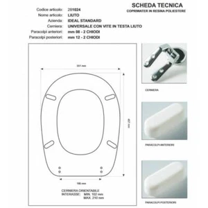 Copriwater Ideal Standard LIUTO CHAMPAGNE Cerniera Cromo-Sedile-Asse Wc - Foto 1 di 2