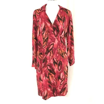 J Jill Wearever Collection Faux Wrap Dress Feather Pink Collar V Neck S Petite - Image 1 of 4