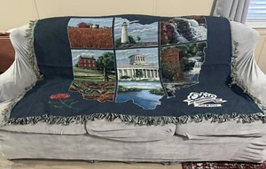 TY Mawr Classics State Of Ohio Bicentennial Stitched Scenic Blanket 66X48 EC - Picture 1 of 11