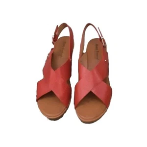 Henry Ferrera Collection Women's Open Toe Wedge Heel Sandal Red Size: 9.5 - Picture 1 of 5