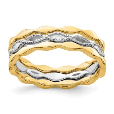 14K Two-tone Gold Set of 3 Stackable Ring Size 7, 3.02gram - Image 1 of 4