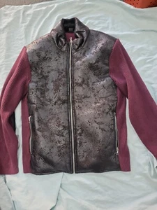 International Concepts Black Faux Leather & Fur, Purple Sweater Coat  Size XL - Picture 1 of 18