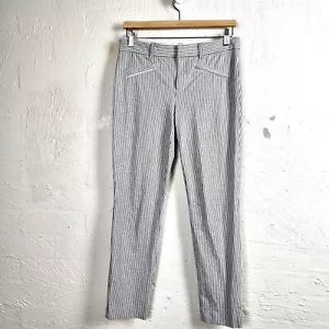 GAP Womens Pants Size 4 White/Grey Stripe Stretch Low Rise Skinny Ankle - Picture 1 of 12