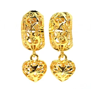 Lindo! Pendientes colgantes con detalle de corazón con respaldo de palanca oro 22K 18K GP joyería tailandesa GT3 - Imagen 1 de 7