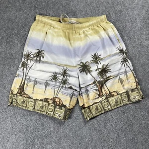 VINTAGE Speedo Hawaiian Swim Short Trunks Size 34 Beach Scene Men All Over Print - Picture 1 of 12