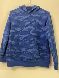 BLUE CAMO Block 14/16 HOODIE YOUTH BOYS LARGE Minecraft like block - Picture 1 of 4