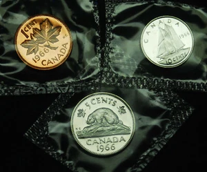 1966 10¢ silver proof like 10, 5¢, 1¢ coin from set in mint cellophane BU. - Picture 1 of 2