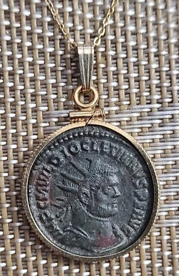 Auténtica moneda del emperador y filósofo romano Diocleciano collar lleno de oro Foto 1 de 4