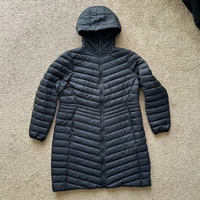 Chaqueta Lands End para mujer grande 14-16 plumón relleno acolchado cremallera completa capucha negra Foto 1 de 4