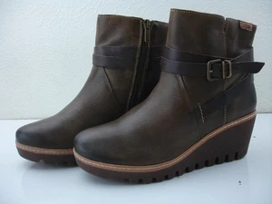 Damen 8,5 39 Pikolinos Sanlucar Braun Leder Stiefeletten Keil Harness Riemen - Bild 1 von 14