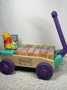 VTG Disney Winnie The Pooh ABC Singing Lighted Wagon w/Alphabet Wooden Blocks - Picture 1 of 12