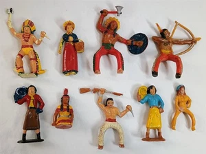 Vintage Kunststoff Spielzeug Soldat Figur Lot Indianer Cowgirl Dame mit Korb - Bild 1 von 13
