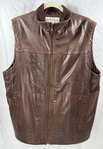Orvis Mens Large Brown Cognac Soft Lambskin Leather Munitions Hunting Vest - Picture 1 of 10