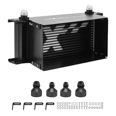 Universal Aluminum Transmission Oil Cooler 16 Row AN10 w/Air Guide & Bracket - Image 1 of 4