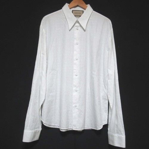 Gucci Camicia Abito Jacquard Motivo Horsebit 43 17 Taglia 185 104A Bianco Uomo Italia