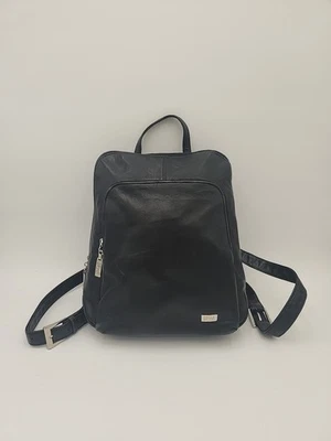 Mini Mochila Organizadora Cartera Pelle Studio Wilson's Cuero Negro De Colección Foto 1 de 4