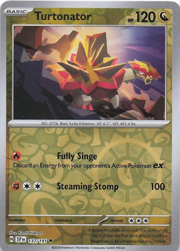 Turtonator Uncommon Reverse Holo SV08: Surging Sparks 137/191 NM - Image 1 of 2