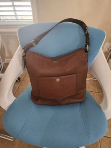 Coach Chelsea Brown Pebbled Leather Turn Lock Hobo Shoulder Bag EUC - Picture 1 of 12