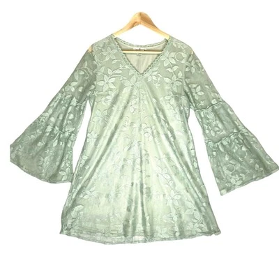Lace Shift Dress Womens S Bell Sleeve Fairycore Whimsical Coquette Cottagecore - Image 1 of 4