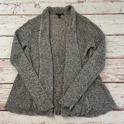 Cárdigan de lana de lino con frente abierto grande para mujer Eileen Fisher suéter tejido suelto gris Foto 1 de 4