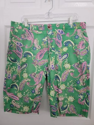 VTG Polo Ralph Lauren Christmas Shorts Men 36x11 Green Paisley Collared Button - Image 1 of 4
