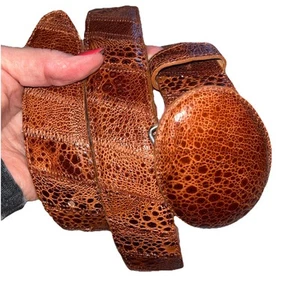 Rodeo’s Stars Brown Western Leather Belt Oval Leather Hook Buckle Cowboy Cowgirl - Picture 1 of 23