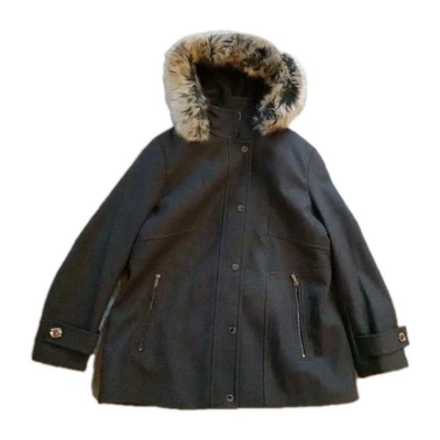 NWT London Fog Womens Coat Charcoal  XL Faux-Fur-Trim Hooded Walker Full Zip* - Image 1 of 4